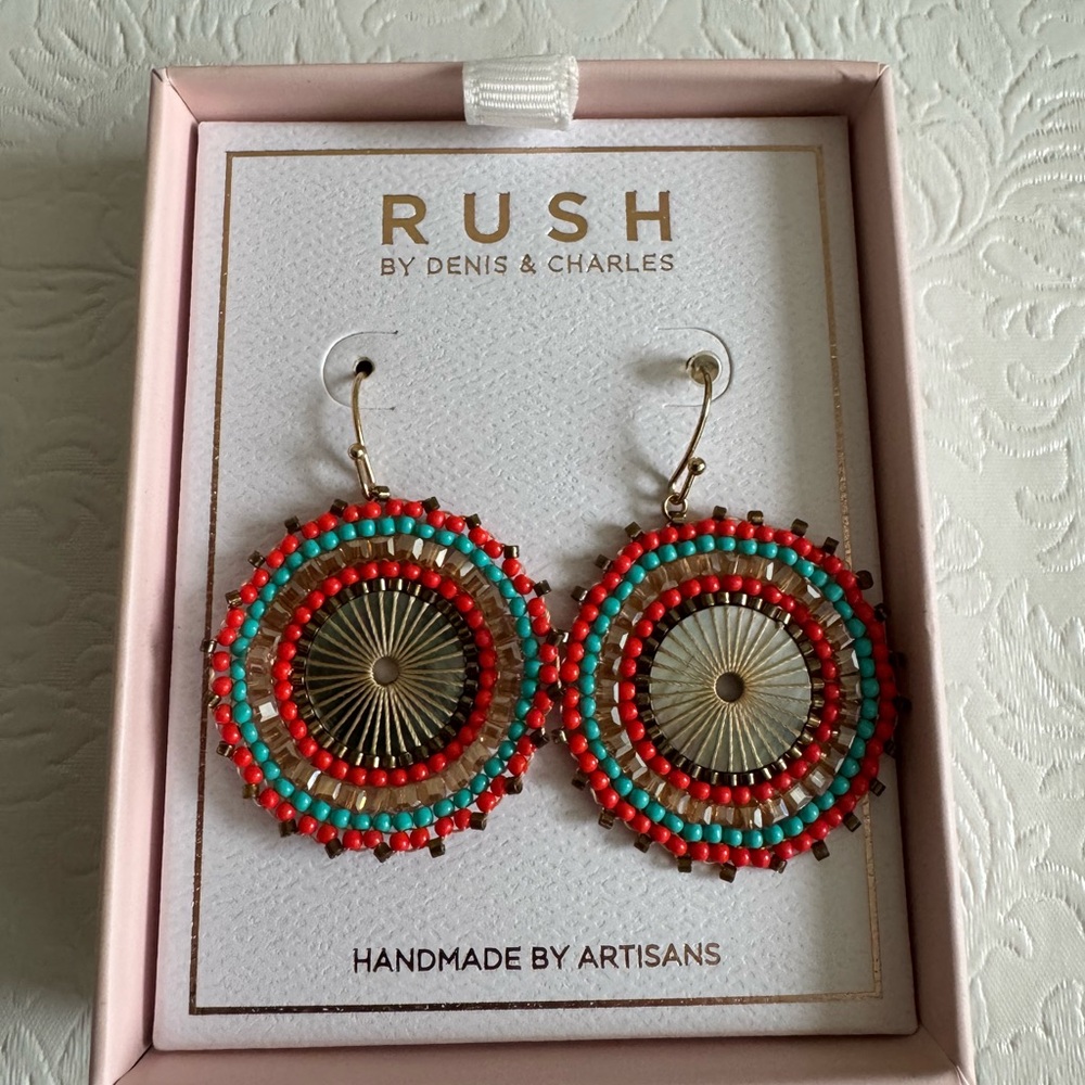 RUSH By Denis & Charles Bead Handmade Beaded Earrings